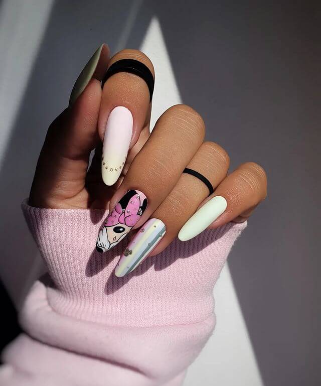 pastel minnie nails