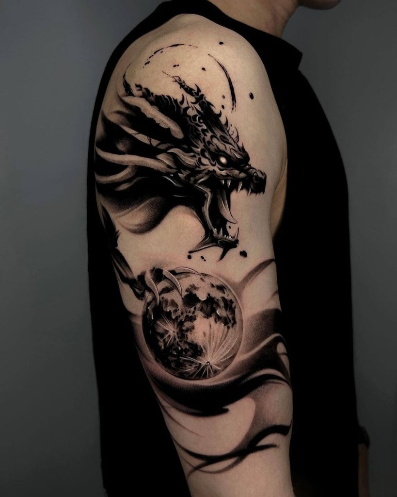 Smoke Dragon‘s Treasure Moon tattoo