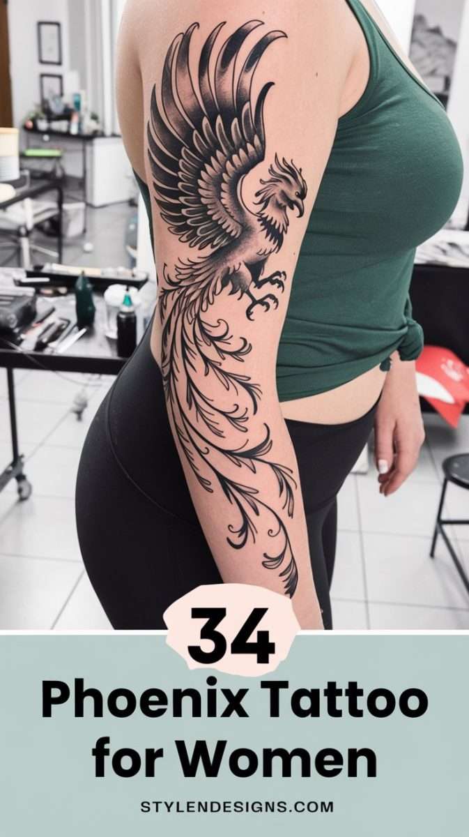 feminine rebirth phoenix tattoo ideas